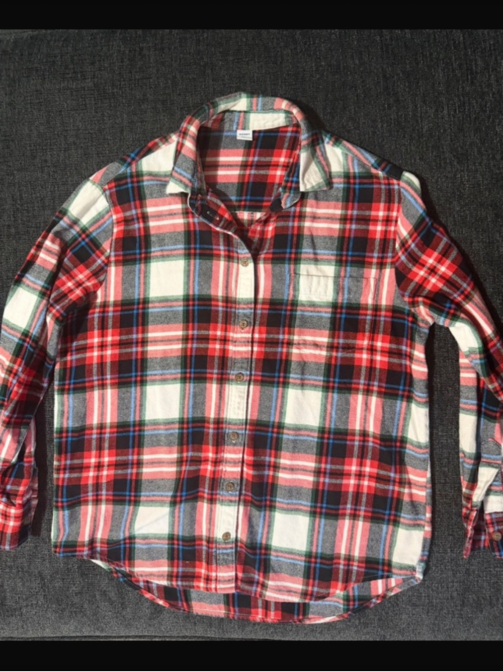 Old Navy Red White and Black Plaid Button-Down Shirt